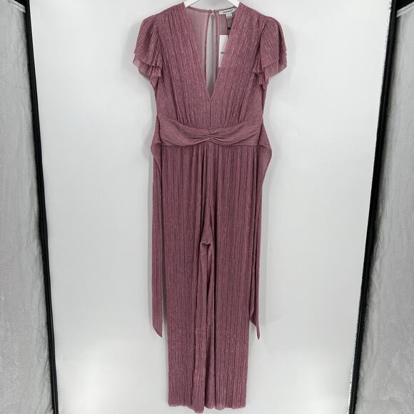 Sabina Musayev Donni Metallic Jumpsuit Antique Rose Pink Wide Leg Size Large NWT - Picture 3 of 9